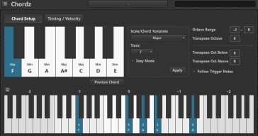 Chordz free MIDI VST plugin by CodeFN42.