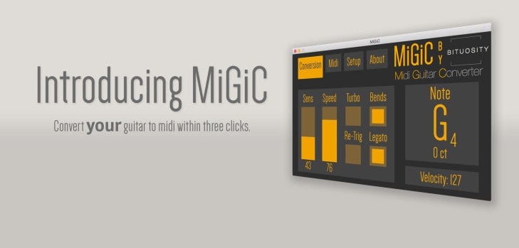 MiGiC is a free guitar to MIDI VST/AU plugin by Bituosity.