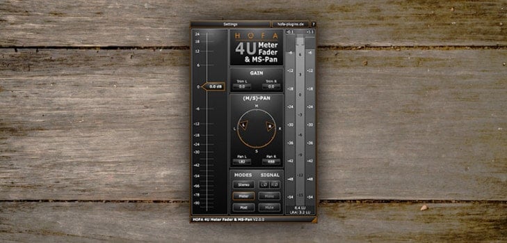 HOFA 4U Meter, Fader & MS-Pan by HOFA Plugins.