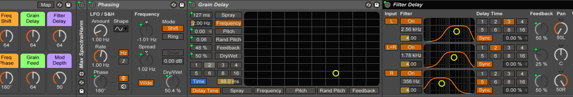 A typical effects rack in Ableton Live.